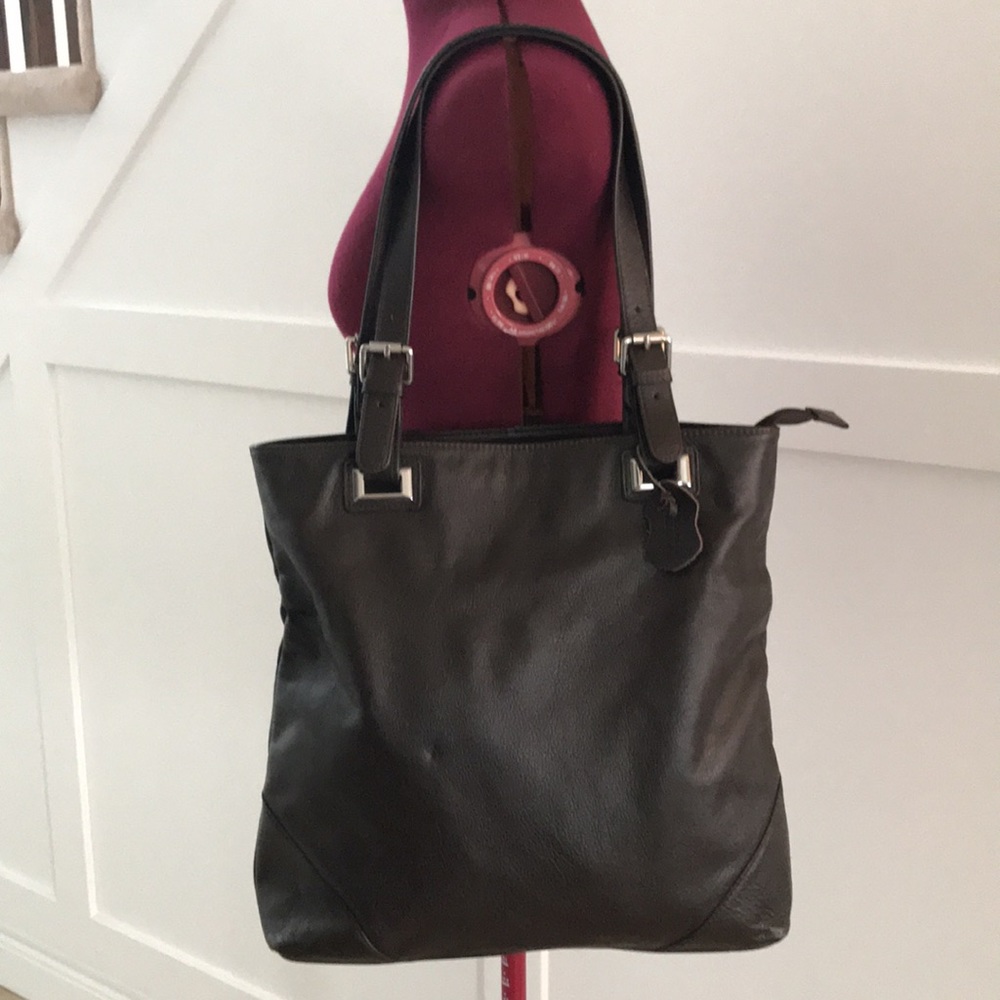 Large brown pebbled leather tote bag purse